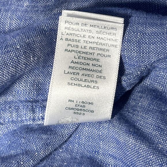 Charles Tyrwhitt Men's XL 100% Linen Blue Button Down Shirt - Picture 7 of 7